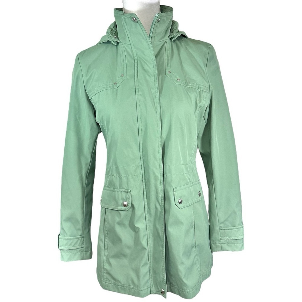Weatherproof - Green Waterproof Rain Slicker Jacket w/ Hood- Size S